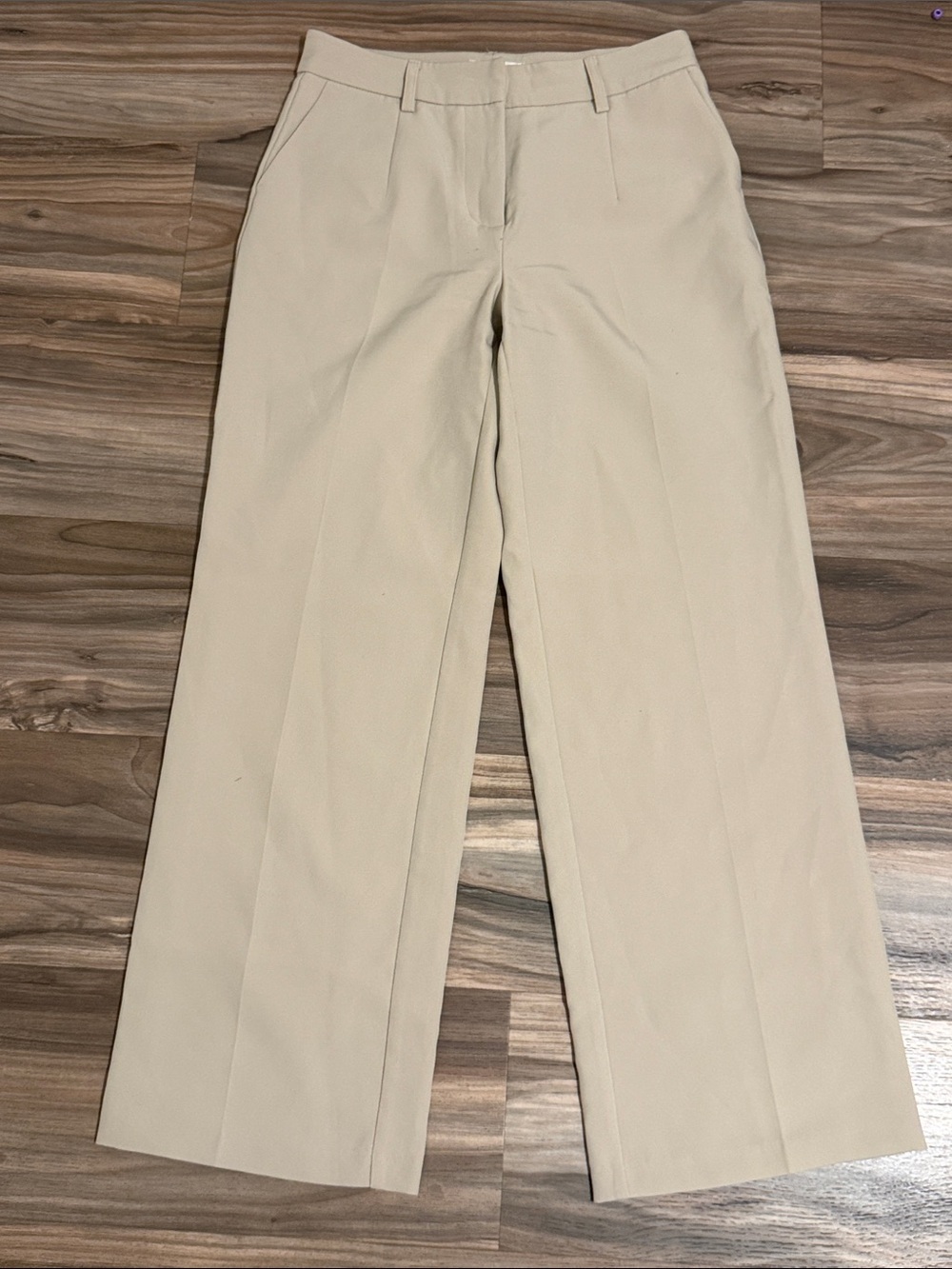 Avec Les Filles Wide Leg Beige Trousers Dress Pants Women’s Size 4 High Waist